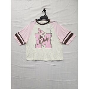 Sanrio My Melody Raglan T-Shirt Womens Medium Pink Cream Brown KTHK014GSZ NEW